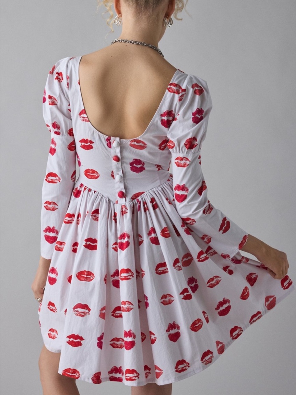 Tyler McGillivary Lipstick Stain Long Sleeve Babydoll Mini Dress - Picture 6 of 9